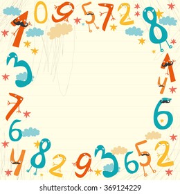 vector card with numbers. learn to count concept.  numbers for children