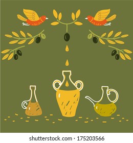 Vector card - Olive oil. Logo design