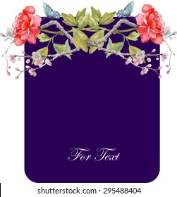 vector card on chinoiserie style with watercolor peony and butterfly