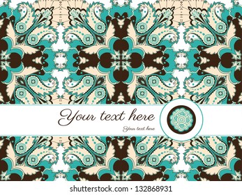Vector card with oriental floral elements. Colors are easily editable. Place for your text.