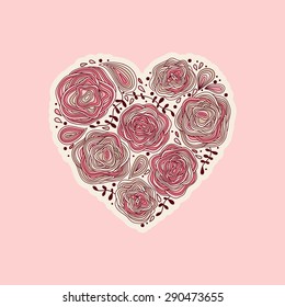 vector card with ornamental colorful  heart.  It can be used for cards, postcards, wedding invitation. Mothers day, valentines day, wedding, birthday.