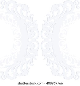 Vector card ornamental lace. Elegant lacy feather decoration for greeting card