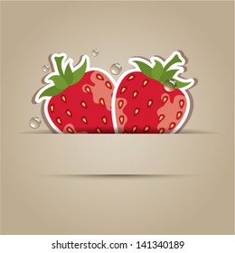 vector card with paper strawberries and copy-space