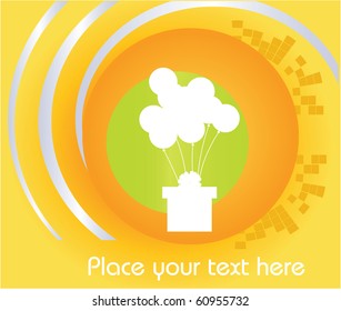 Vector card with party balloons and gift