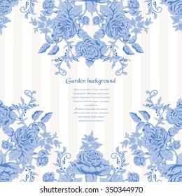Vector card with pattern of french roses. Vintage style. Place for your text.