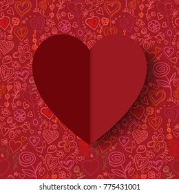 Vector card pattern with paper heart valentine's day