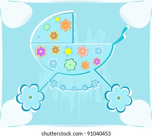 Vector card perambulator for boy