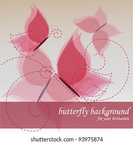 vector card with pink butterfly