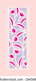 Vector card with pink flowers. Illustration in flat syle. Edited in CMYK colors and ready for printing