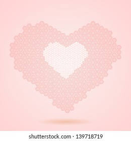 Vector card with pink Heart Honeycomb Illustration