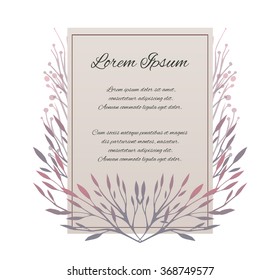 Vector card with place for your text.The letter of thanks. Invitation with tender plants
