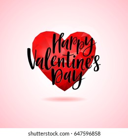 Vector card with polygonal heart and hand written Happy Valentines Day lettering.
Romantic background for holidays.