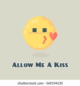 Vector card, poster or banner for Valentine's Day or just to say I love, Be mine or Kiss me. Art of love. Emoji illustration.