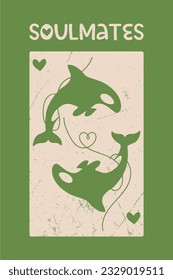 Vector card poster "Orcas soulmate"