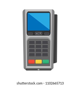 Vector card reader machine on white background