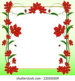 Vector card with red flowers
