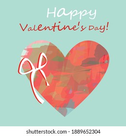 Vector card with a red heart and a bow for the holiday of St. Valentine