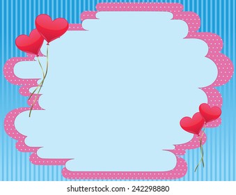 Vector  card with  red hearts balloons 