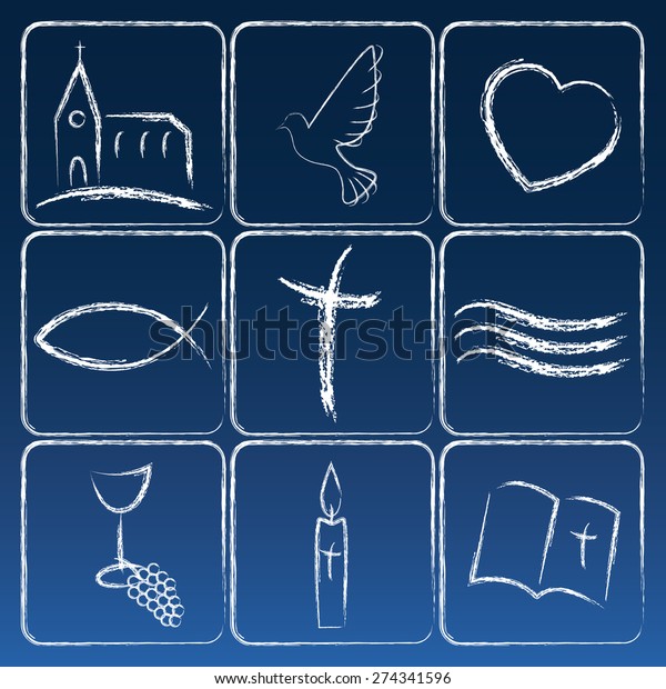 Vector card with religious symbols for various\
church functions