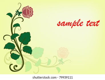 Vector card with rose corner ornament.