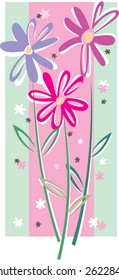 Vector card with rose flowers on a green ground. Illustration in flat syle. Edited in CMYK colors and ready for printing