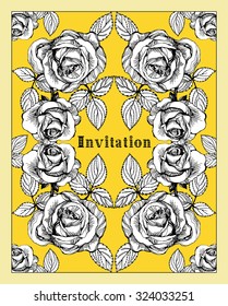 Vector card with roses. Can be used as invitation card for birthday, wedding or another holiday.