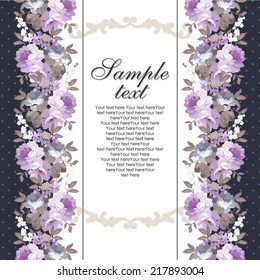 Vector card with roses on a black background