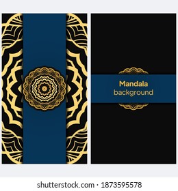 Vector Card with Round Abstract Mandala Style Decorative Element. Hand-Drawn Vector Illustration. Can Be Used For Textile, Greeting Card, Coloring Book, Phone Case Print. Luxury black gold color.