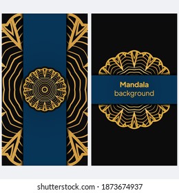Vektorkarte mit runden abstrakten Mandala Style dekorativem Element. Handgezeichnete Vektorgrafik. Kann für Textilien, Grußkarte, Farbbuch, Telefongehäuse Druck verwendet werden. Luxuriöse schwarze goldene Farbe.
