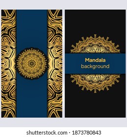 Vector Card with Round Abstract Mandala Style Decorative Element. Hand-Drawn Vector Illustration. Can Be Used For Textile, Greeting Card, Coloring Book, Phone Case Print. Luxury black gold color.