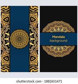 Vector Card with Round Abstract Mandala Style Decorative Element. Hand-Drawn Vector Illustration. Can Be Used For Textile, Greeting Card, Coloring Book, Phone Case Print. Luxury black gold color.