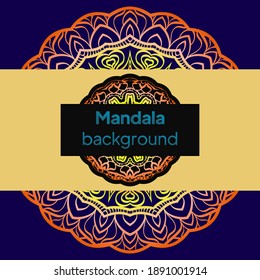 Vector Card with Round Abstract Mandala Style Decorative Element. Hand-Drawn Vector Illustration. Can Be Used For Textile, Greeting Card, Coloring Book, Phone Case Print. Luxury black gold color.