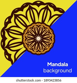 Vector Card with Round Abstract Mandala Style Decorative Element. Hand-Drawn Vector Illustration. Can Be Used For Textile, Greeting Card, Coloring Book, Phone Case Print. Luxury black gold color.