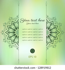 Vector card. Round damask pattern. Place for your text.