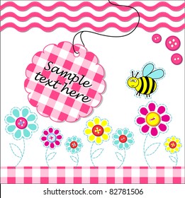 Vector card with scrapbook baby elements