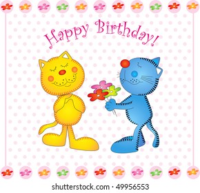 Vector card seal kitty birthday