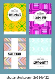 Vector card set templates. Abstract background illustration for Save The Date, baby shower, mothers day, valentines day, birthday cards, invitations and more.