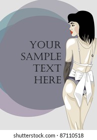 vector card with sexy brunette