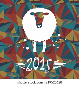 Vector card with sheep and 2015 | Cute colorful card design with new year symbol