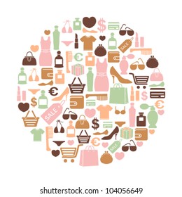 vector card with shopping icons