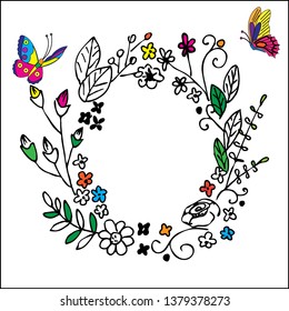 Vector card with space for text. Hand-drawn frame.