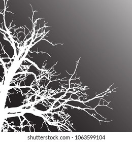 Vector card with space for text. Traced silhouette of the tree on white background.
