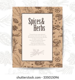 Vector card with spices and place for your text. Vector illustration for your design