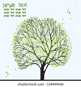 Vector card with a spring tree.