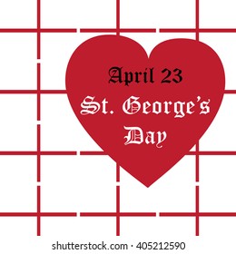 Vector card St. George's Day, cross, heart and white background.
