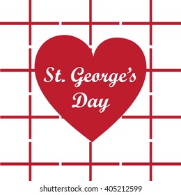 Vector card St. George's Day, cross, heart and white background.