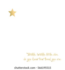 Vector card with  stars and text "Twinkle twinkle little star"