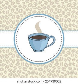 vector card with steaming cup of coffee or tea