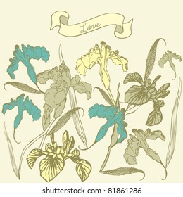 vector card with stylish flowers