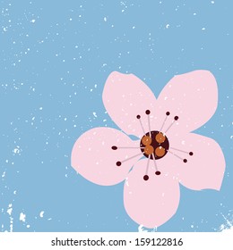 vector card with stylized cherry blossom and copy space